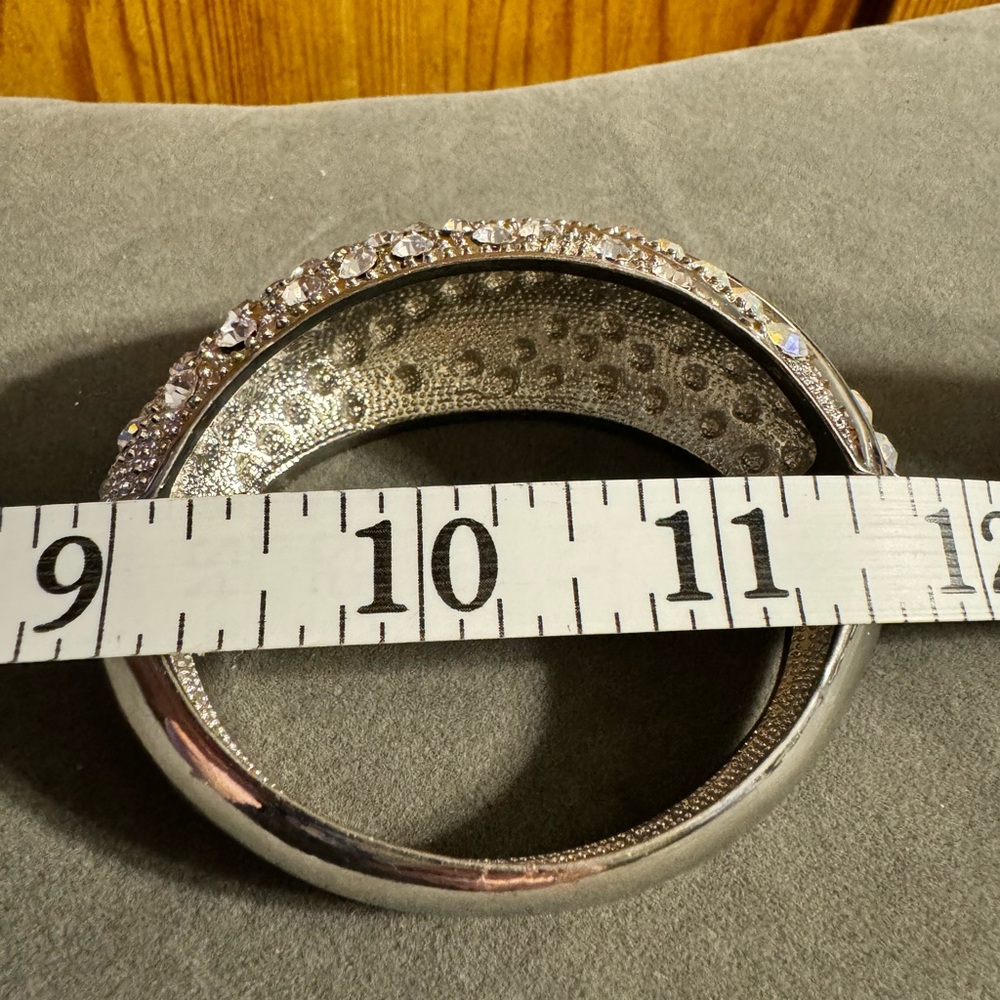 Chunky Statement, Rhinestone, Silver Tone Bracelet - image 7